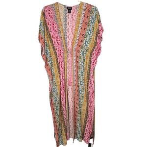 NWT evie & emma Multicolor Lightweight Short‎ Sleeve Spring Duster One Size